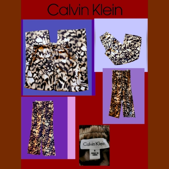 Calvin Klein Pants - CALVIN KLEIN ABSTRACT PRINT WIDE LEG LIGHTWEIGHT PANTS